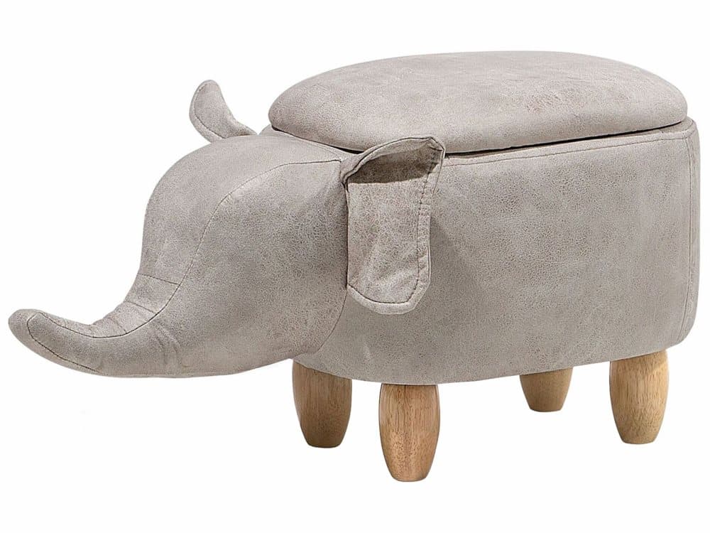 Sittpuff med förvaring konstläder ljusgrå ELEPHANT