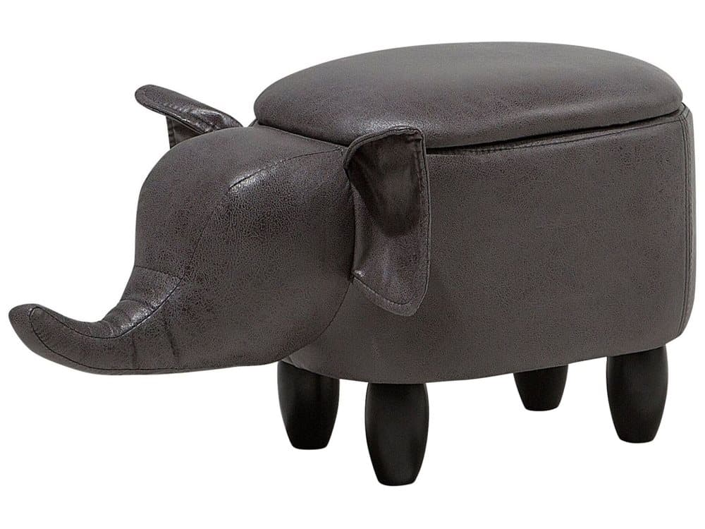 Sittpuff med förvaring konstläder mörkgrå ELEPHANT
