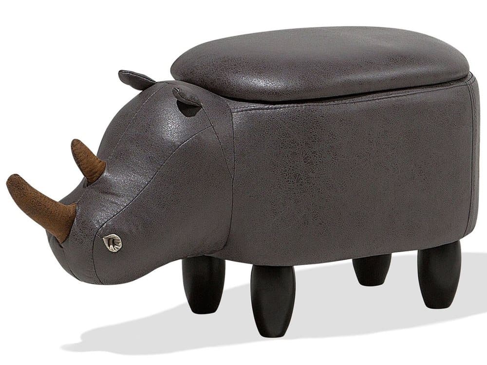 Sittpuff med förvaring konstläder mörkgrå RHINO