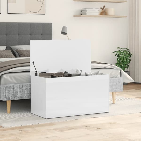 vidaXL Förvaringskista vit högglans 84x42x46 cm konstruerat trä
