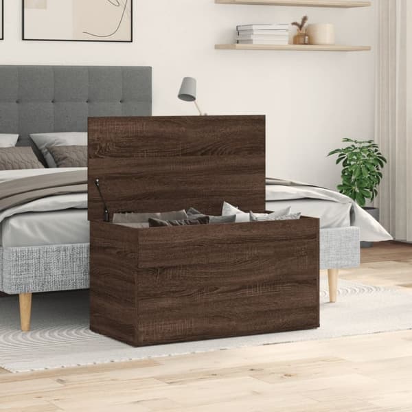 vidaXL opbevaringskiste 84x42x46 cm konstrueret træ brun egetræsfarve