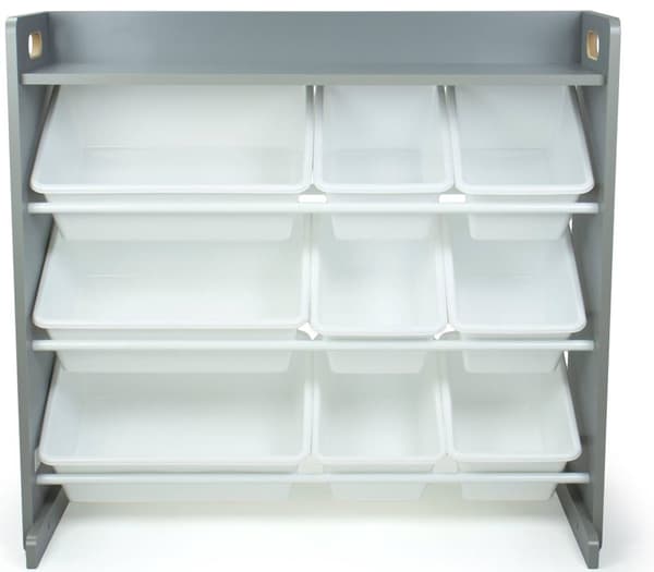 Humble Crew Children's Shelf, Toy Organiser Shelf with 9 Storage Boxes, Grey/White