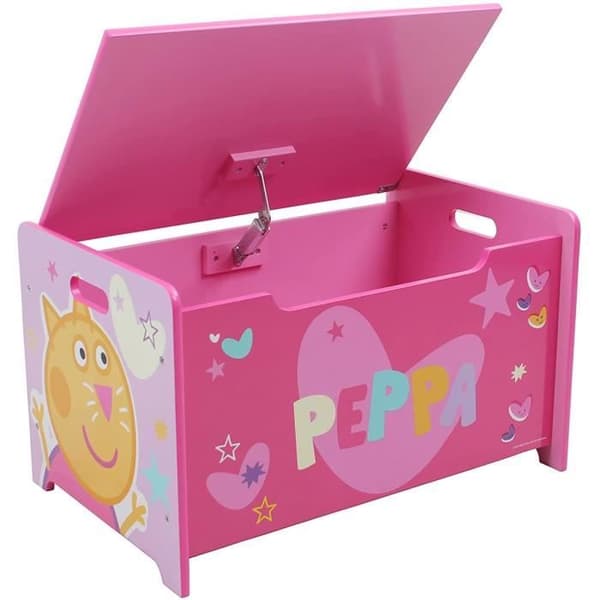Träleksakslåda / Förvaringslåda med broms / PEPPA PIG bänk