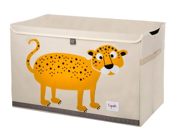 Leksakslåda - 3 SPROTTAR - Leopard - Stor lagringskapacitet - Mjuka färger