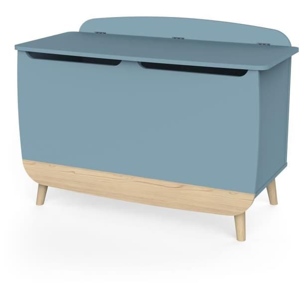 Leksakslåda - FIRMIANA - Skandinavisk stil - Stormblått och naturligt trä - 82,4 x 39,1 x 58,9 cm - DEMEYERE