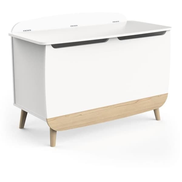 Leksakslåda - FIRMIANA - Skandinavisk stil - Matt vit / Kronbergs ek - 82,4 x 39,1 x 58,9 cm - DEMEYERE