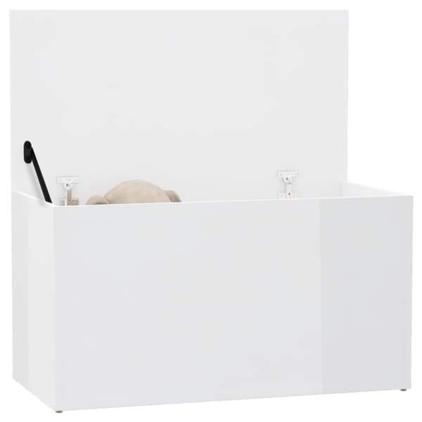 vidaXL opbevaringskasse 84x42x46 cm konstrueret træ hvid højglans -  Legetøjskister