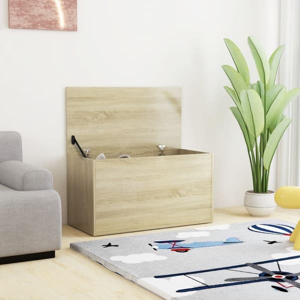 The Living Store Förvaringskista sonoma-ek 84x42x46 cm konstruerat trä -  Leksakslådor