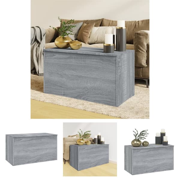 The Living Store opbevaringskasse 84x42x46 cm konstrueret træ grå sonoma-eg -  Legetøjskister