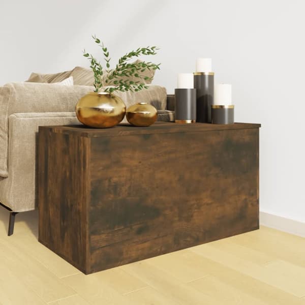 The Living Store opbevaringskiste 84x42x46 cm konstrueret træ røget egetræsfarve -  Legetøjskister