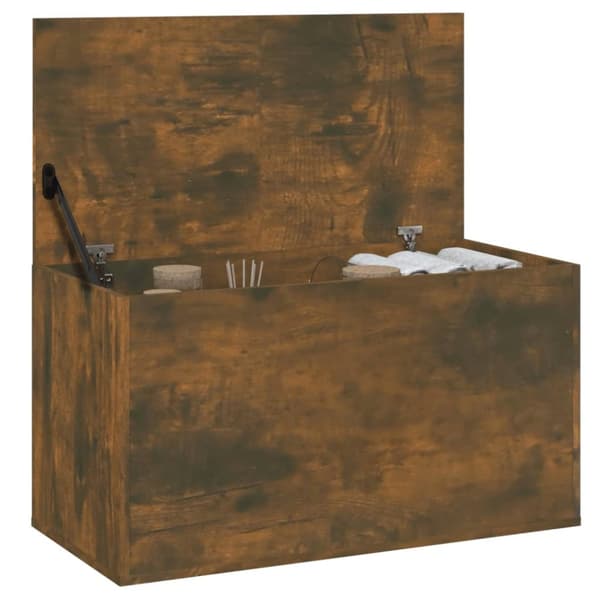 The Living Store opbevaringskiste 84x42x46 cm konstrueret træ røget egetræsfarve -  Legetøjskister