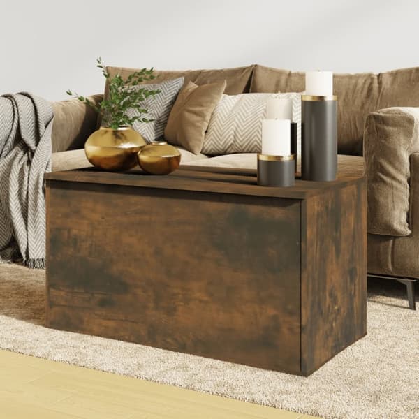 The Living Store opbevaringskiste 84x42x46 cm konstrueret træ røget egetræsfarve -  Legetøjskister
