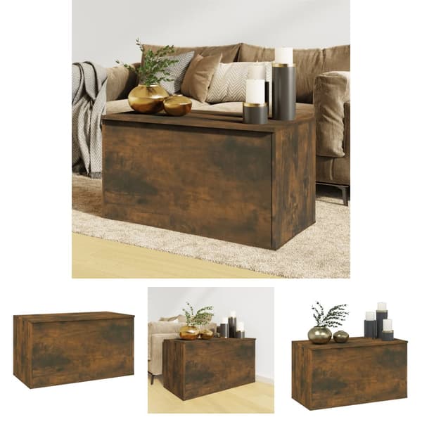 The Living Store opbevaringskiste 84x42x46 cm konstrueret træ røget egetræsfarve -  Legetøjskister