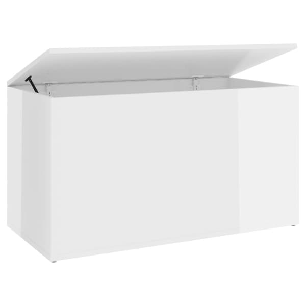 The Living Store opbevaringskasse 84x42x46 cm konstrueret træ hvid højglans -  Legetøjskister