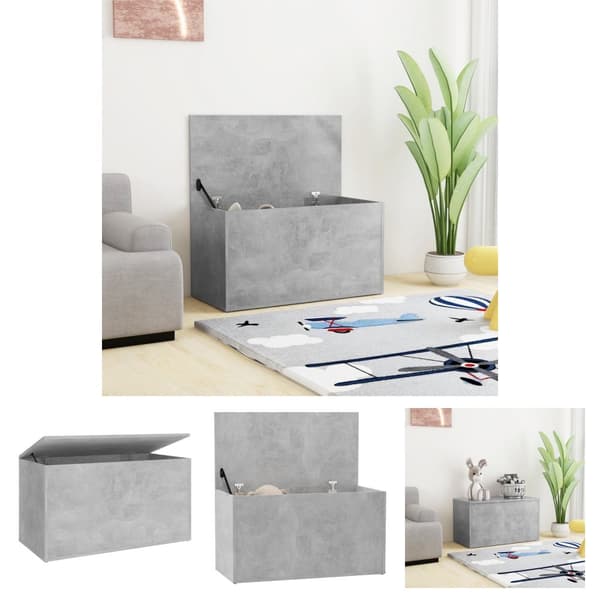 The Living Store opbevaringskasse 84x42x46 cm konstrueret træ betongrå -  Legetøjskister