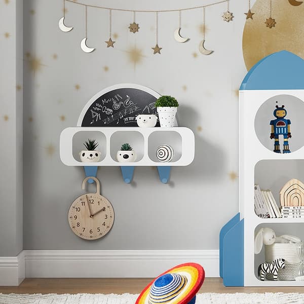 Rootz børnegarderobe med Creative Board - Børnehylde - Knagerække - Hængende opbevaring - Sikre afrundede hjørner - Nem montering - 60 cm x 36 cm x 20