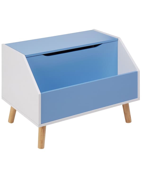 Förvaringsskåp Låda Blå MDF Gummiträben med Lock Hylla för Barnrum Modern Stil