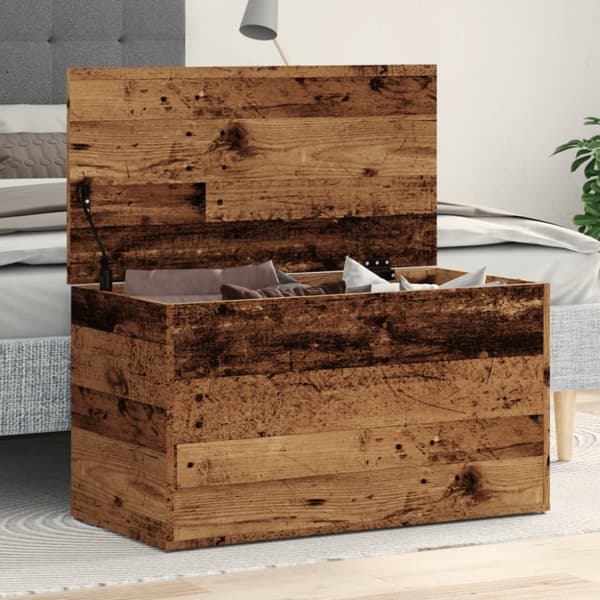 Förvaringskista åldrat trä 84x42x46 cm konstruerat trä