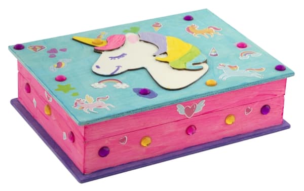 Mal dit eget smykkeskrin i træ Unicorn