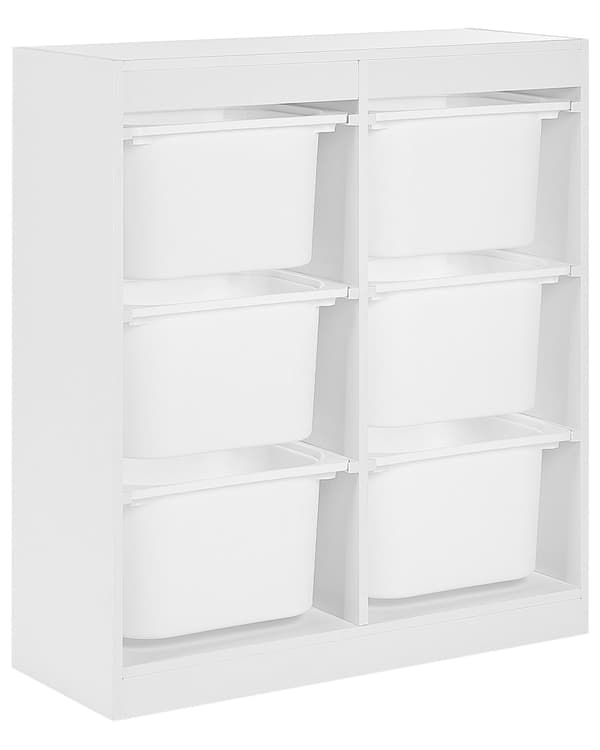 Hylde med 6 skuffer Hvid spånplade Plast Unikt børneværelse Moderne design