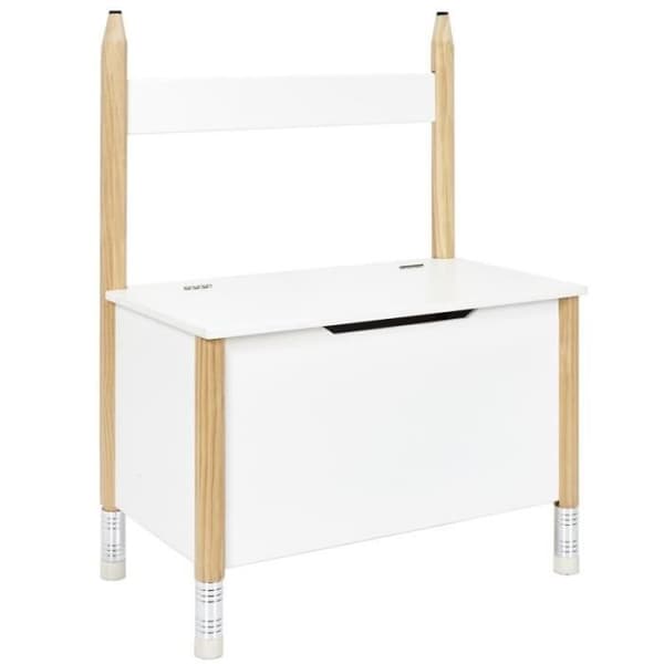 Förvaringsbox &amp; Stol "blyertspenn" 80cm Vit - Paris Prix
