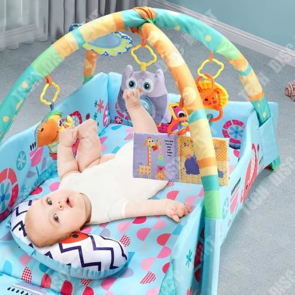 TD® Baby fitnessställ förmåga träningsljud och ljus hängande spelfilt skallra hopfällbar krypmatta intellektutveckling