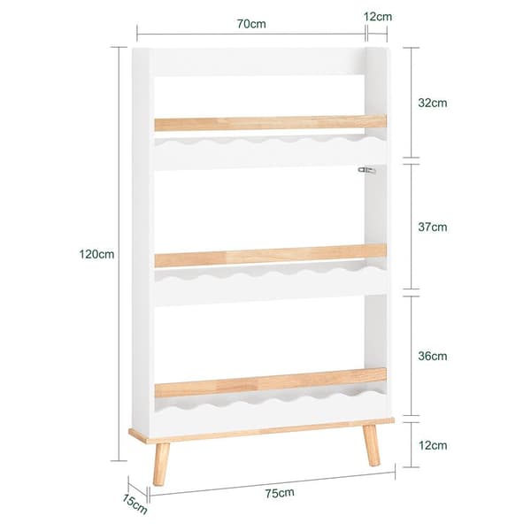 Bogreol, KMB77-W, 75x15x120 cm, Hvid
