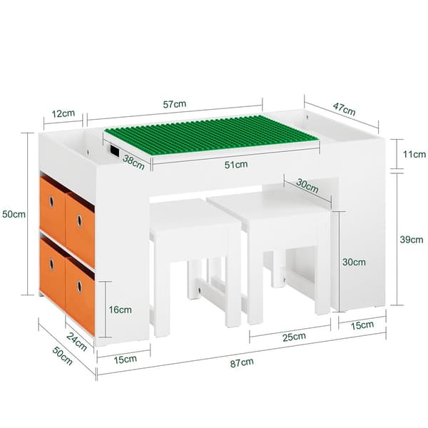 Skrivebord , KMB75-W, 87x50x50 cm, Hvid
