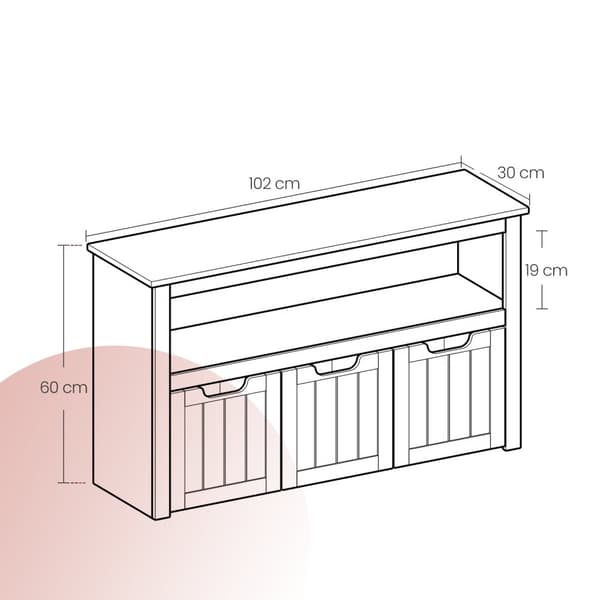 Barnhylla, VASAGLE LHS380W01, 102x30x60 cm, Pastellrosa