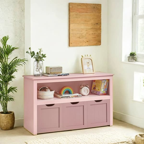 Barnhylla, VASAGLE LHS380W01, 102x30x60 cm, Pastellrosa