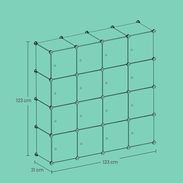 Hyllsystem, SONGMICS LPC906W01, 123x31x123 cm, Vit