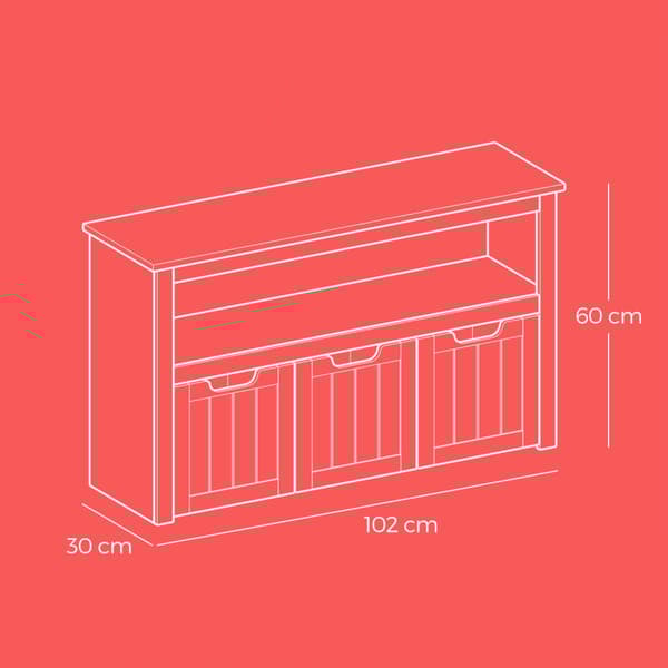 Lasten hylly, VASAGLE LHS380W01, 102x30x60 cm, valkoinen