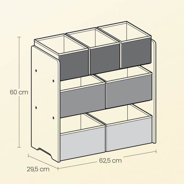 Børneværelsesreol, SONGMICS GKR034W01, 29,5x62,5x60 cm, Hvid