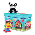 Miniatyrbild 1 av 6: Relaxdays Taburett cirkus Leksakskista med lock pouf barn hopfällbar förvaring flicka pojke 50L, turkos