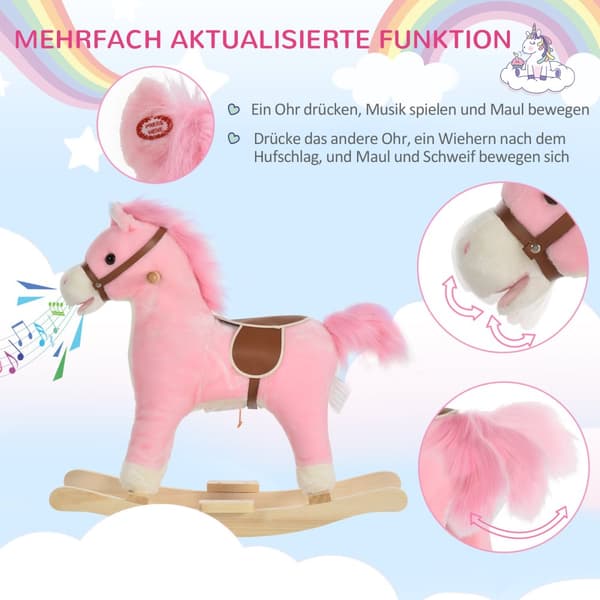 Gyngehest, 65x32.5x61 cm, Pink