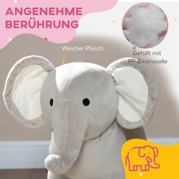 Heiluva lelu, keinuva elefantti, 64,5P x 31L x 52K cm, Harmaa