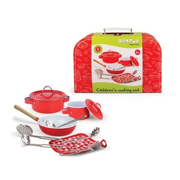 Simply for Kids Metal Cooking Set i fodral Röd 11-delad