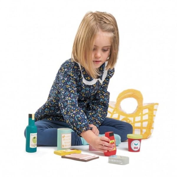Tender Toys Shopping i trä + Canvasväska