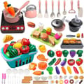 Miniatyrbillede 1 af 9: Børns køkkenlegetøj – legetøjsgrillsæt, vildtmad til piger og drenge (pink)