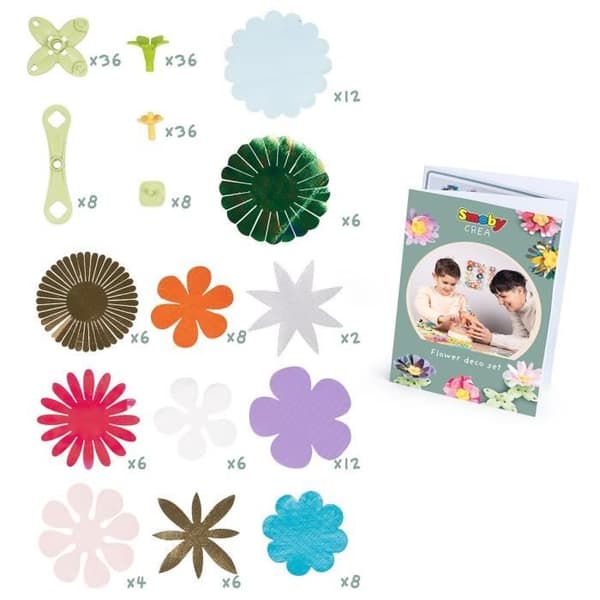 Smoby - Kreativ fritid - Set med blommor och dekorativa föremål - 200 tillbehör - Tillverkad i Frankrike