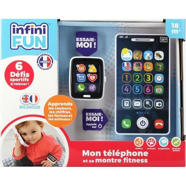 Telefon og ur - KD - Min telefon og fitnessur - Realistisk imitation til småbørn