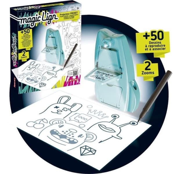 Magic Lign - Pocket Projector - Ritningar och målarbok - 5 år - Lansay