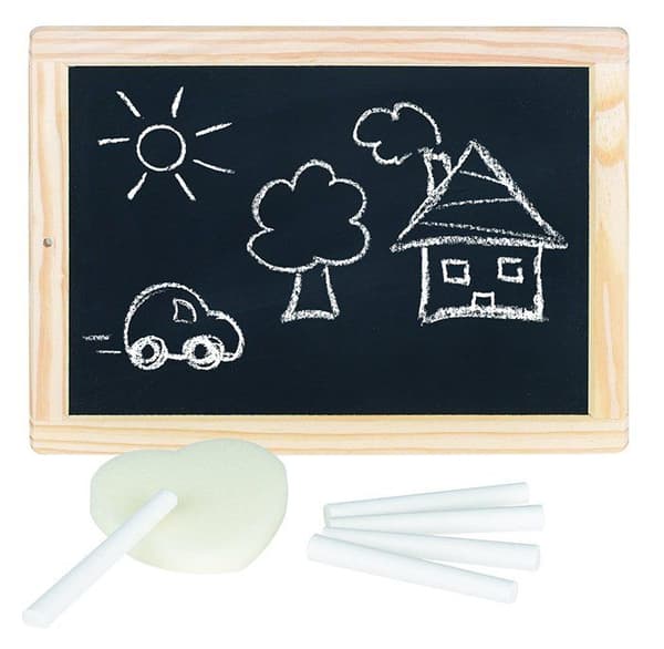Träskiffer - GOKI - Spel för barn från 3 år - 1 svamp och 3 krita