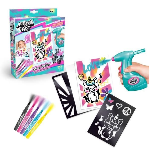 Canal Toys - Airbrush Art - Poster Creation Kit med elektronisk spray, schabloner och markörer - AIR 015