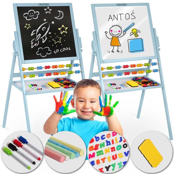Ricokids magnetisk pladespiller kridttavle - blå