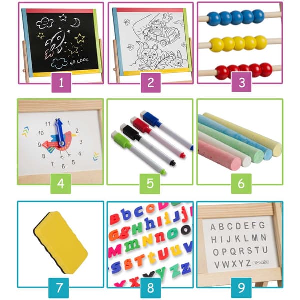 Ricokids Stor magnetisk tavle roterende ur - Flerfarvet