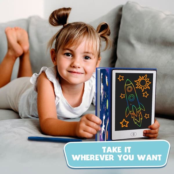 Big Minds - Lcd ritplatta för barn | Magic Slate Book Format | Magic Tablet 20 vändbara stenciler | Barn 4 år