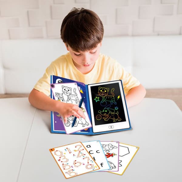 Big Minds - Lcd ritplatta för barn | Magic Slate Book Format | Magic Tablet 20 vändbara stenciler | Barn 4 år