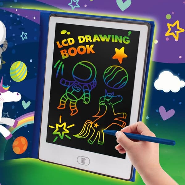 Big Minds - Lcd ritplatta för barn | Magic Slate Book Format | Magic Tablet 20 vändbara stenciler | Barn 4 år