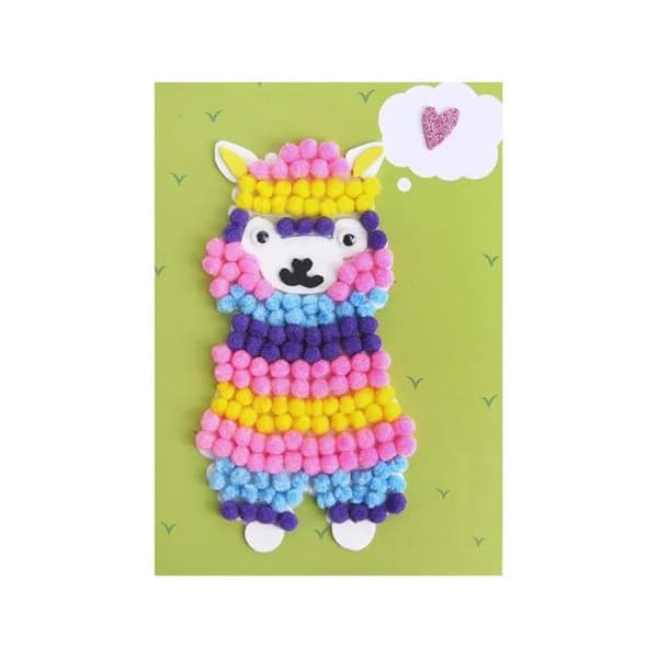 Kit för att skapa Lama pompom målning 15 x 21 cm